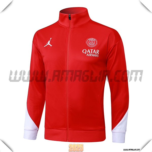 Giacca Calcio PSG Rosso/Bianco 2025 2026