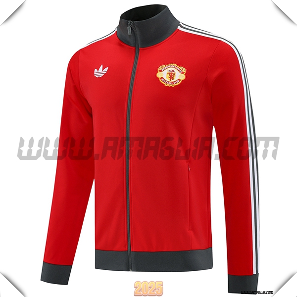 Giacca Calcio Manchester United Rosso/Grigio 2025 2026