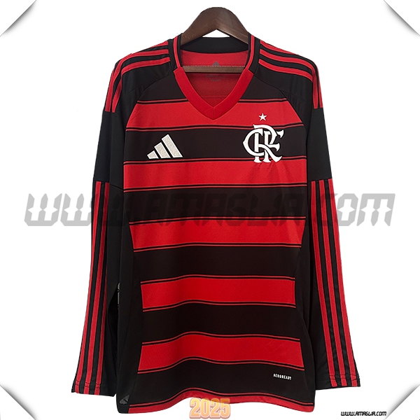 Nuovo Maglia da Flamengo Maniche lunghe Prima 2025 2026 Nero/Rossa
