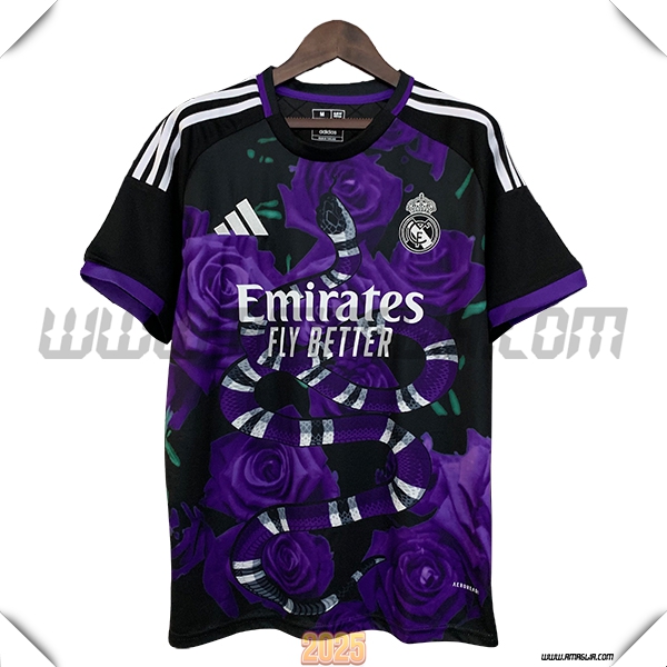 Maglia Calcio Real Madrid Edizione Speciale 2025 2026 Viola/Nero