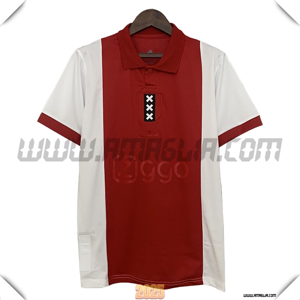 Maglia Calcio AFC Ajax Edizione Commemorativa 2025 2026 Rossa/Bianco