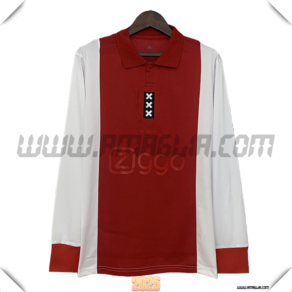 Maglia Calcio AFC Ajax Maniche lunghe Edizione Commemorativa 2025 2026 Rossa/Bianco