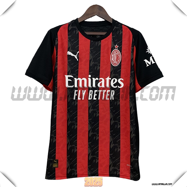 Prima Maglia Calcio AC Milan Versione Trapelata 2025 2026 Nero/Rossa