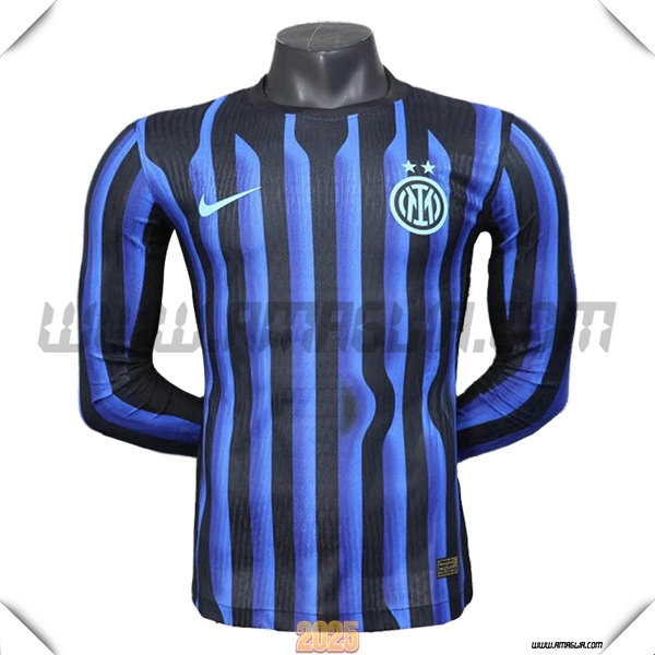 Prima Maglia Calcio Inter Milan Maniche lunghe Versione Trapelata 2025 2026 Blu/Nero