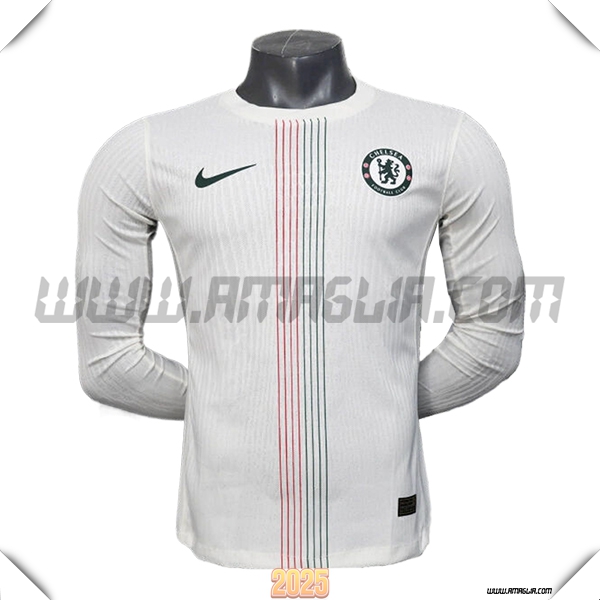 Seconda Maglia Calcio FC Chelsea Maniche lunghe Versione Trapelata 2025 2026 Bianco