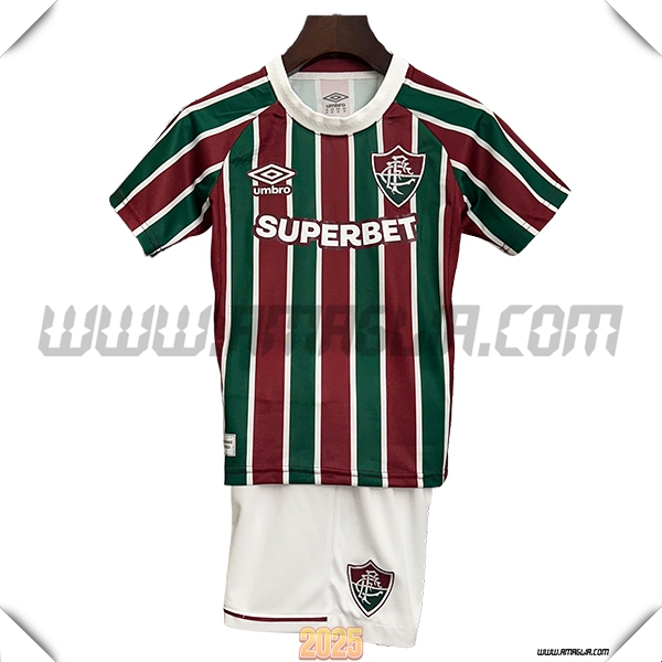 Nuovo Maglia da Fluminense Bambino Prima 2025 2026 Rossa/Verde/Bianco