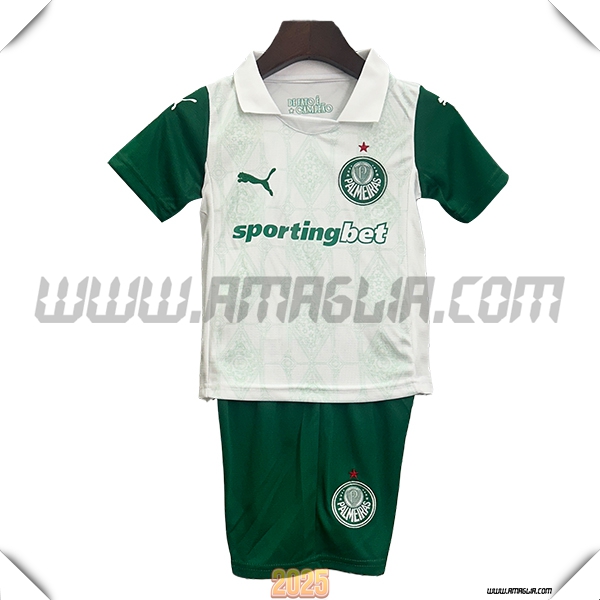 Nuovo Maglia da Palmeiras Bambino Seconda 2025 2026 Verde/Bianco