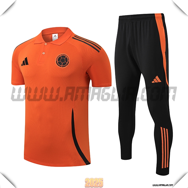 Kit Maglia Polo Colombia Arancia/Nero 2025 2026