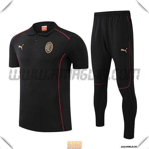 Kit Maglia Polo AC Milan Nero 2025 2026