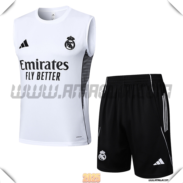 Kit Canotta Allenamento Real Madrid Bianco/Nero 2025 2026