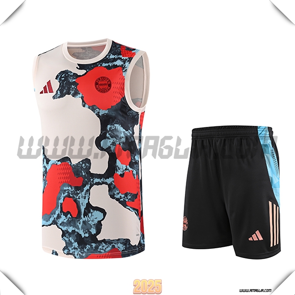 Kit Canotta Allenamento Bayern Monaco Beige/Rosso/Blu 2025 2026