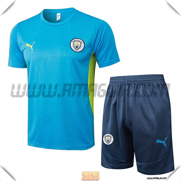 Kit Maglia Allenamento Manchester City Blu/Verde 2025 2026
