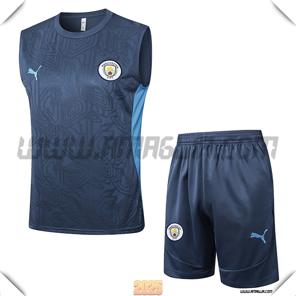 Kit Canotta Allenamento Manchester City Grigio/Blu 2025 2026