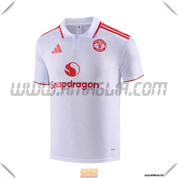 Maglia Polo Manchester United Bianco/Rosso 2025 2026 -02