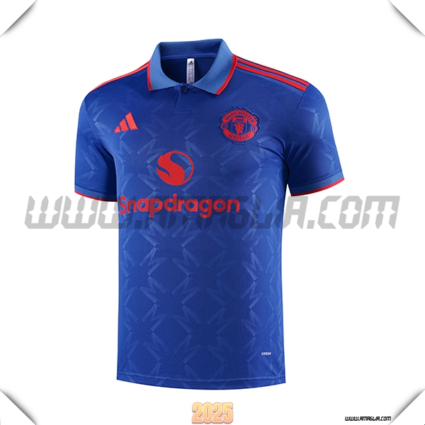 Maglia Polo Manchester United Blu/Rosso 2025 2026