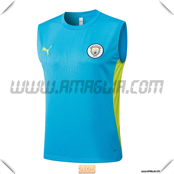 Canotta Allenamento Manchester City Blu/Verde 2025 2026