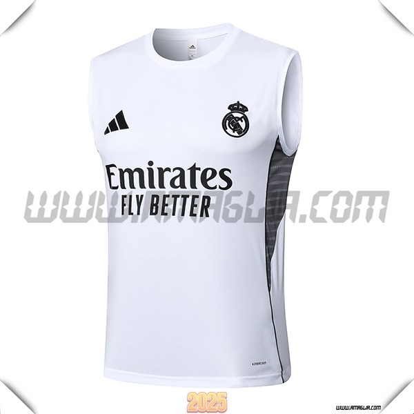 Canotta Allenamento Real Madrid Bianco/Nero 2025 2026