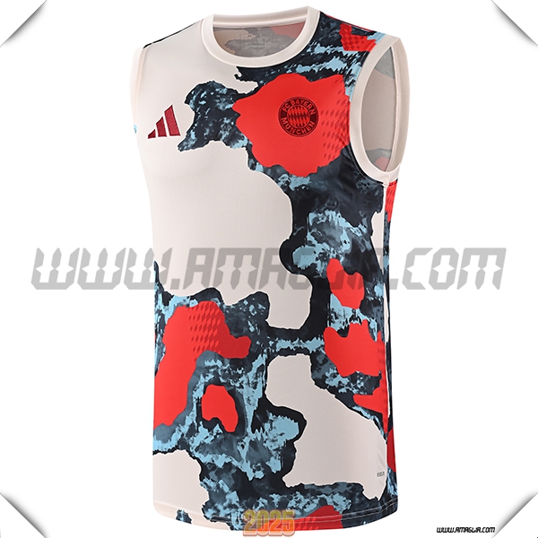 Canotta Allenamento Bayern Monaco Beige/Rosso/Blu 2025 2026