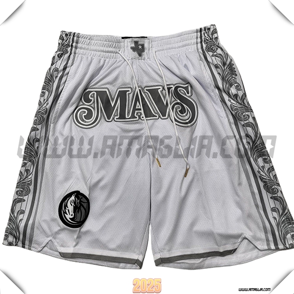 Pantaloncini NBA Dallas Mavericks 2025/26 Bianco/Grigio