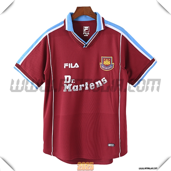 Prima Maglia Retro West Ham 1999/2001 Rosso/Azzurro Chiaro