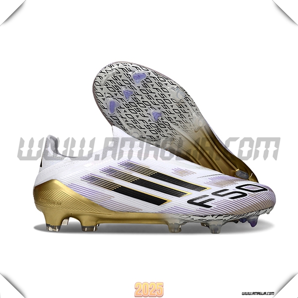 Adidas Scarpe Da Calcio F50 Elite Laceless FG Bianco/Nero/Giallo