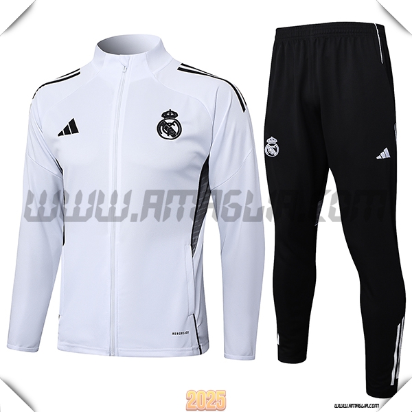 Tuta Calcio Giacca Real Madrid Bianco/Grigio 2025 2026