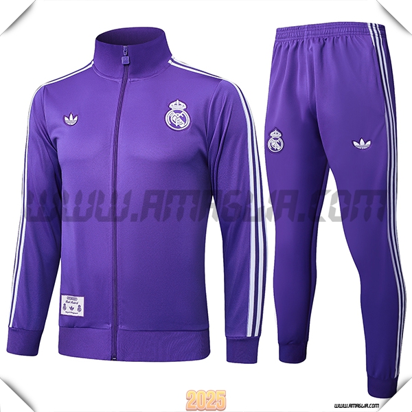 Tuta Calcio Giacca Real Madrid viola/Bianco 2025 2026
