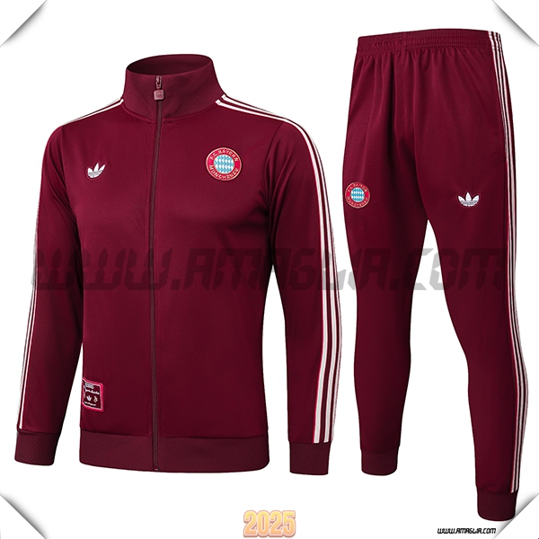 Tuta Calcio Giacca Bayern Monaco Rosso/Bianco 2025 2026