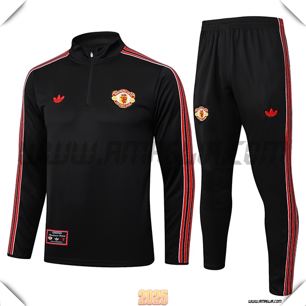 Tuta Calcio Giacca Manchester United Nero/Rosso 2025 2026