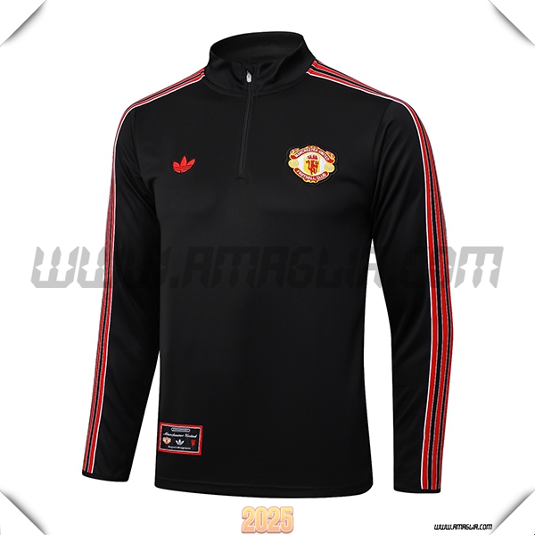 Giacca Calcio Manchester United Nero/Rosso 2025 2026