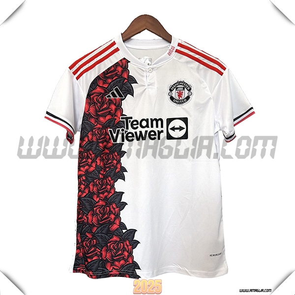 Maglia Calcio Manchester United Edizione Speciale 2025 2026 Bianco/Rosso