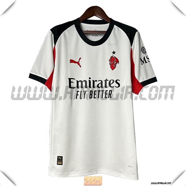 Seconda Maglia Calcio AC Milan Versione trapelata 2025 2026 Bianco/Rosso