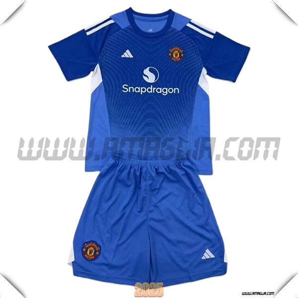 Maglia da Portiere Manchester United Bambino 2025 2026 Blu