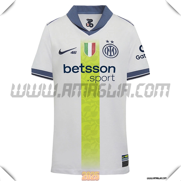 Seconda Maglia Calcio Inter Milan Bambino VR46 Edizione Speciale 2024/2025 Bianco/Verde