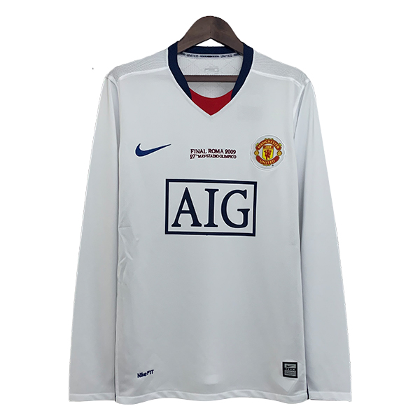 Seconda Maglia Retro Manchester United Maniche lunghe 2008/2009 Bianco