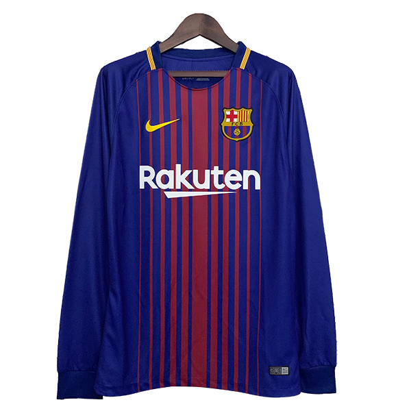 Prima Maglia Retro FC Barcellona Maniche lunghe 2017/2018 Blu/Rosso