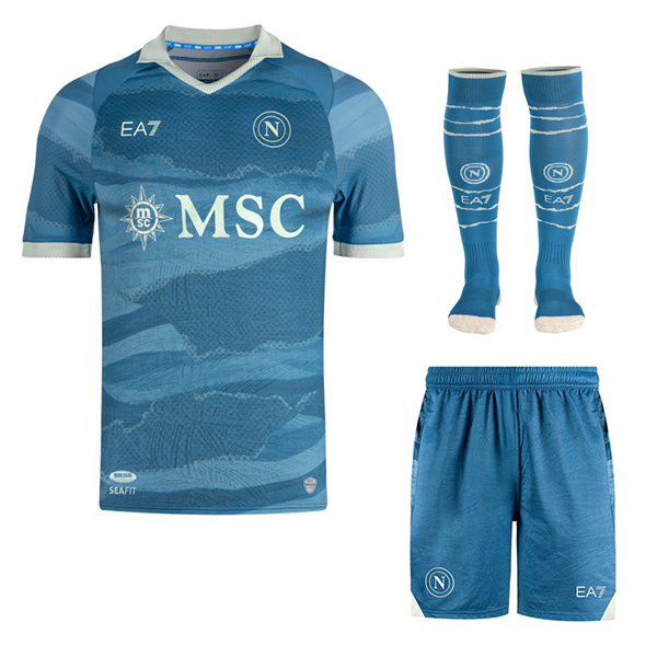 Maglia Calcio SSC Napoli Edizione Partenope (Pantaloncini + Calzini) 2024/2025 Blu