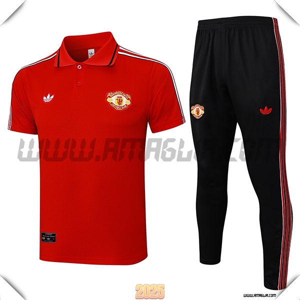 Kit Maglia Polo Manchester United Rosso 2025 2026