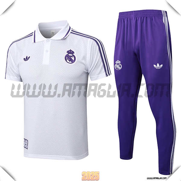 Kit Maglia Polo Real Madrid Bianco/viola 2025 2026