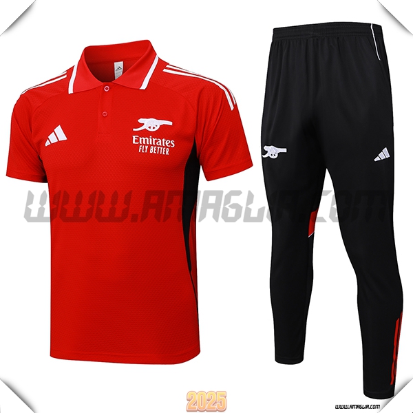 Kit Maglia Polo Arsenal Rosso/Nero 2025 2026