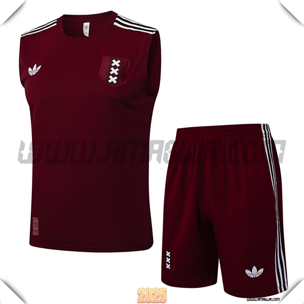 Kit Canotta Allenamento Ajax Marrone/Bianco 2025 2026