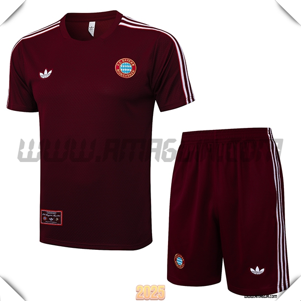 Kit Maglia Allenamento Bayern Monaco Rosso/Bianco 2025 2026