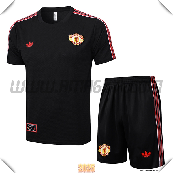 Kit Maglia Allenamento Manchester United Nero/Rosso 2025 2026