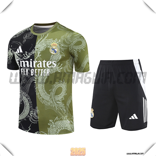 Kit Maglia Allenamento Real Madrid Nero/Verde 2025 2026