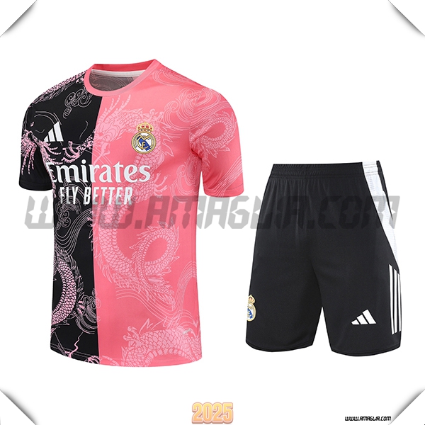 Kit Maglia Allenamento Real Madrid Nero/Rosa 2025 2026