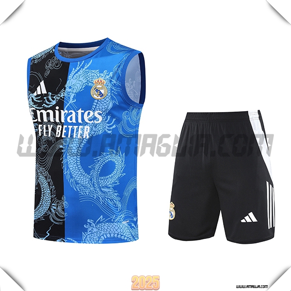 Kit Canotta Allenamento Real Madrid Nero/Blu 2025 2026