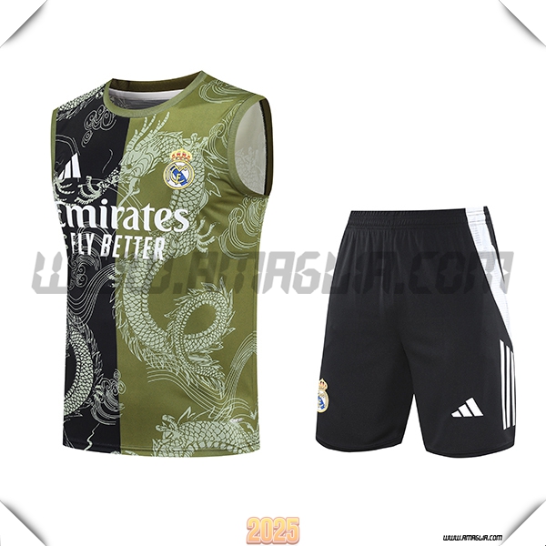 Kit Canotta Allenamento Real Madrid Nero/Verde 2025 2026