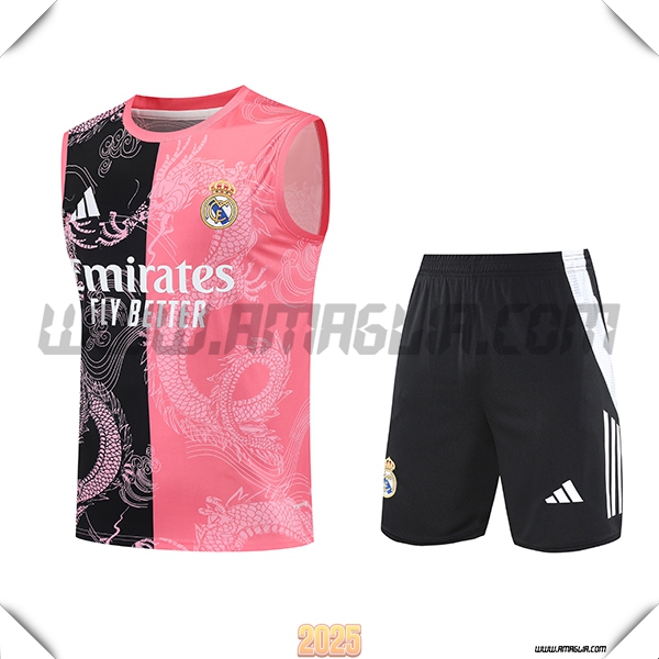 Kit Canotta Allenamento Real Madrid Nero/Rosa 2025 2026