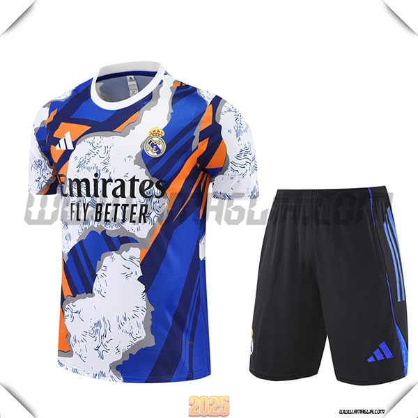 Kit Maglia Allenamento Real Madrid Bianco/Blu/Arancia 2025 2026
