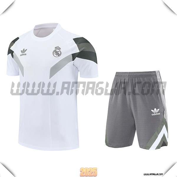 Kit Maglia Allenamento Real Madrid Bianco/Grigio 2025 2026